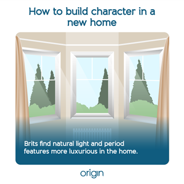 Infographic saying that Brits find natural light and period features more luxurious in the home.