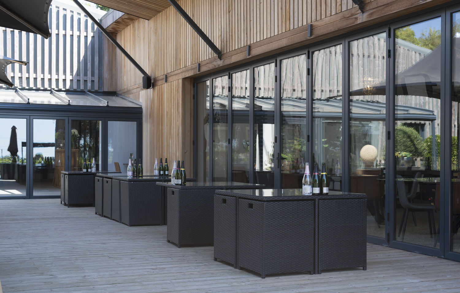 Outdoor of a bar fitted with Origin bifold doors