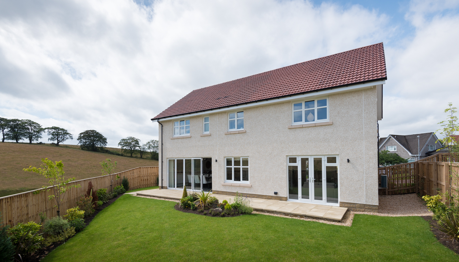 Full view of the back of modern housing