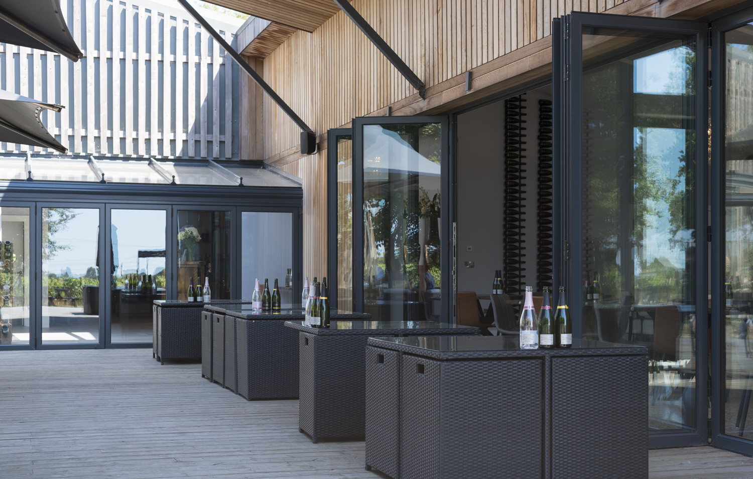 Outdoor of a bar fitted with Origin bifold doors