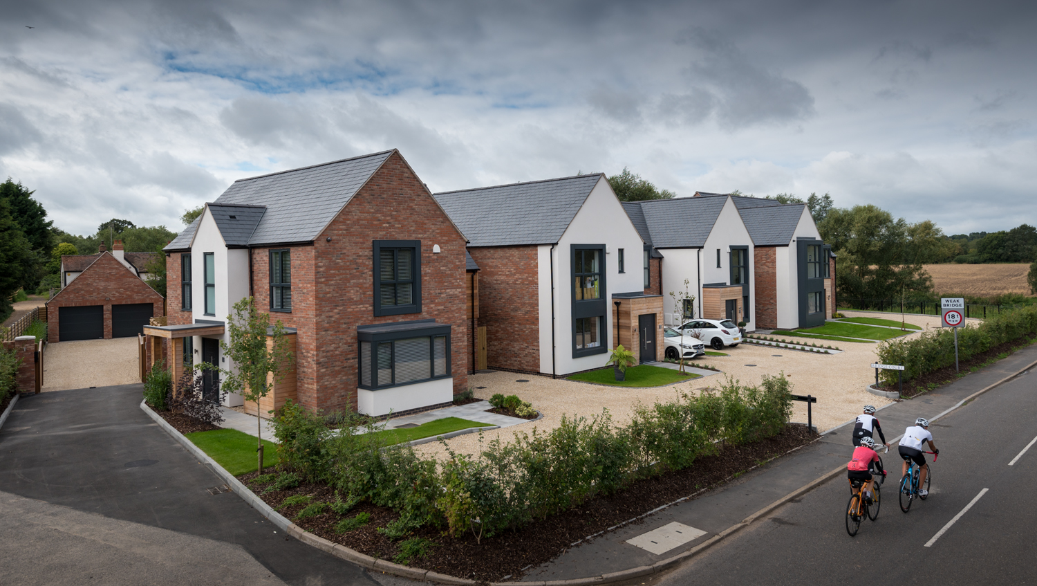 High view of a row of housing