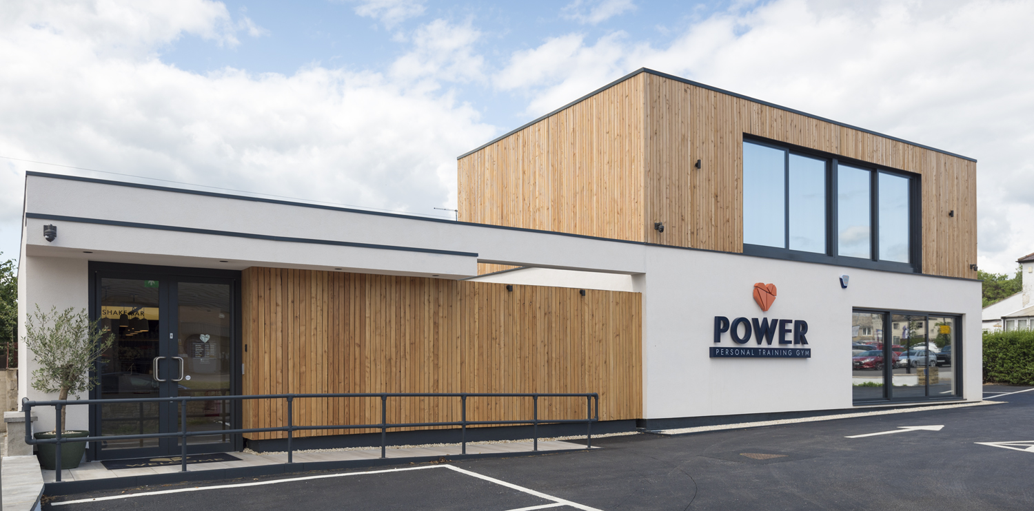 Outside view of the modern building of the gym Power Personal Training