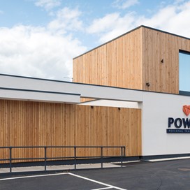 Outside view of the modern building of the gym Power Personal Training
